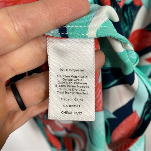 Talbots Floral V Neck Top with Tie Sleeves - Picture 6 of 8